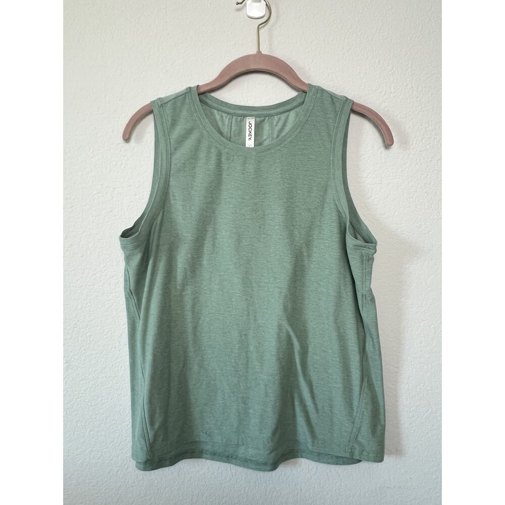 Jockey Women's Size S Heather Sage Green Activewear Sleeveless Tank Top Shirt